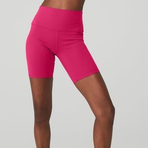 NWT Alo Yoga High-Waist Biker Short Magenta Crush Size M